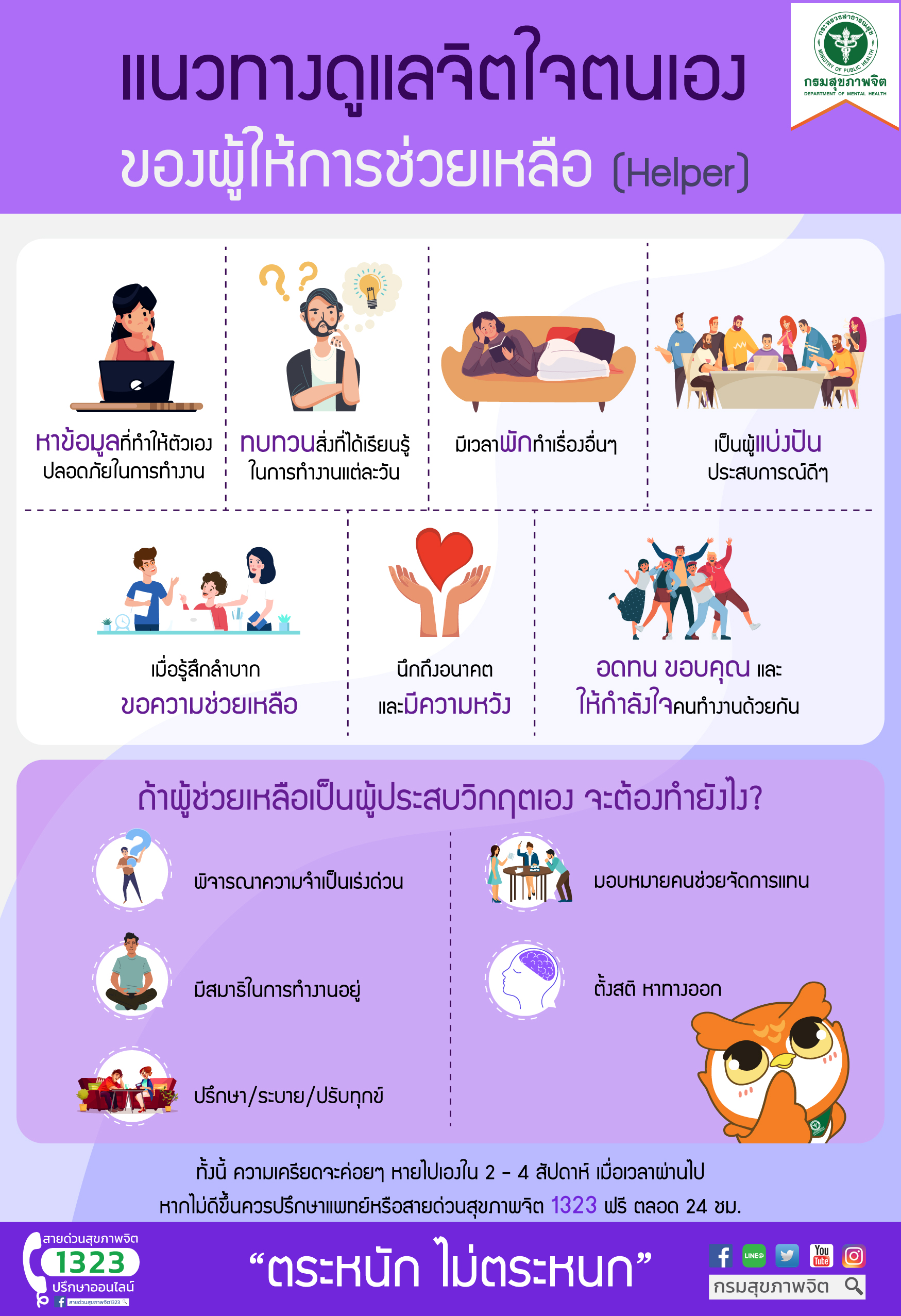 แนวทางดูแลจิตใจตนเอง ของผู้ให้การช่วยเหลือ helper